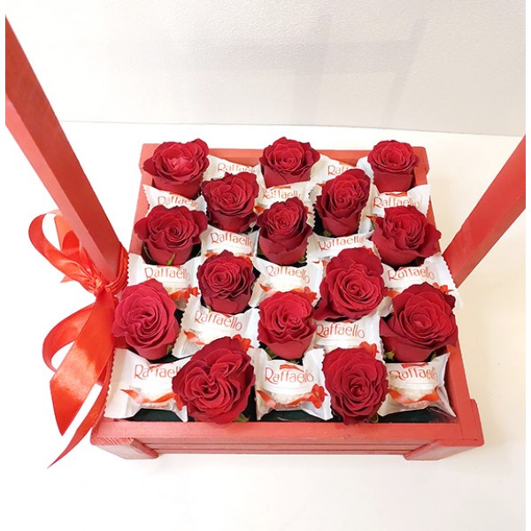 Box with flowers and Raffaello